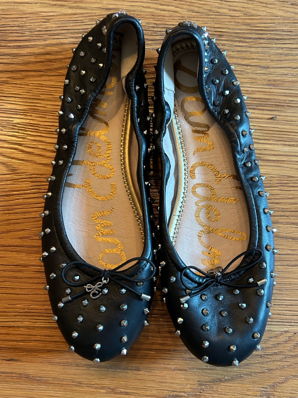 SAM EDELMAN Black Studded Ballet Flats Sz8